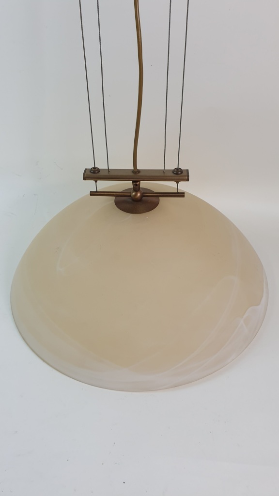 Steinhauer hanglamp, marmer mat glas en brons.