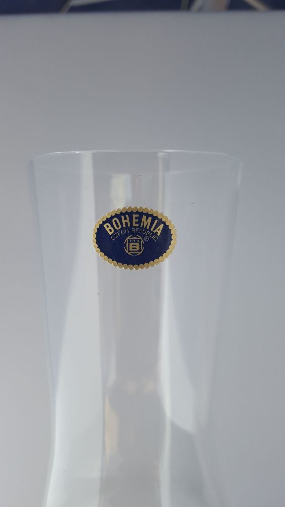 Decanteer karaf Bohemia glas, puntgaaf! 30cm hoog.