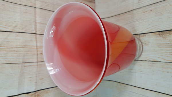 Prachtige geblazen Murano stijl vaas, rood en oranje. VIT